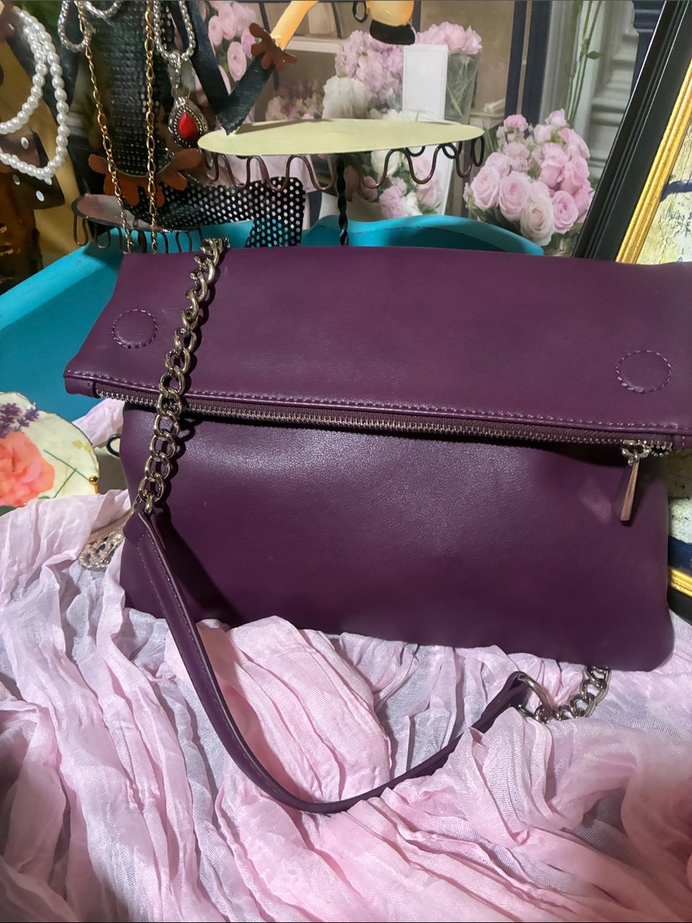 Express- Women’s Fold-Over Crossbody Bag in Purple